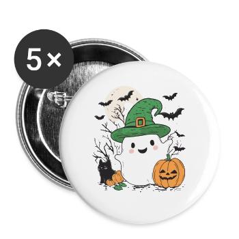 Halloween Geschenk Frauen Geist Männer Kinder Deko - Lot de 5 grands badges (56 mm) - blanc - Devant