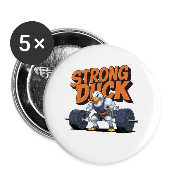 Starke Ente Gewichtheben Stärke Humorvoll für - Buttons groß 56 mm (5er Pack) - Weiß - Vorne