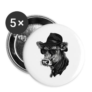 Kuh - Buttons groß 56 mm (5er Pack) - Weiß - Vorne
