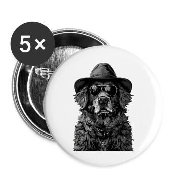 Chien - Lot de 5 grands badges (56 mm) - blanc - Devant