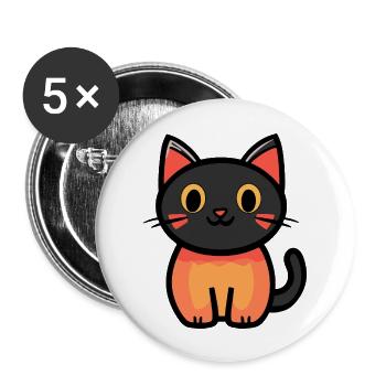 Cat Halloween Symbol Cat - Buttons large 2.2''/56 mm (5-pack) - white - Front