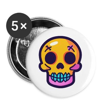 Skull Halloween Symbol Skelett - Buttons groß 56 mm (5er Pack) - Weiß - Vorne