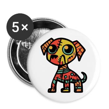 Hund Halloween Symbol Zombie - Buttons groß 56 mm (5er Pack) - Weiß - Vorne