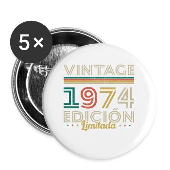Vinatge 1974 Geburtstagsgeschenk - Buttons groß 56 mm (5er Pack) - Weiß - Vorne
