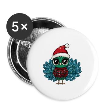 Peacock Bird Christmas - Buttons large 2.2''/56 mm (5-pack) - white - Front