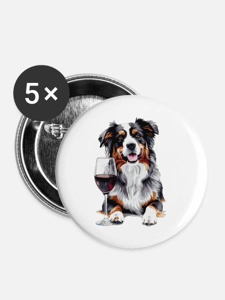 Australischer Schäferhund - Buttons groß 56 mm (5er Pack) - Weiß