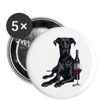 Dogue allemand - Lot de 5 grands badges (56 mm) - blanc - Devant