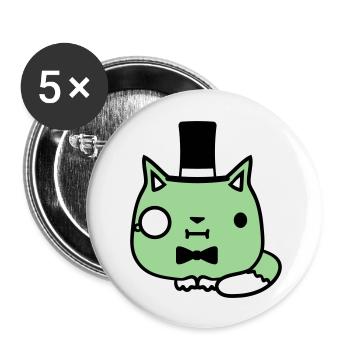 Sir Cat Gentleman Chapeau haut de forme Monocle Rich Gentleman - Lot de 5 grands badges (56 mm) - blanc - Devant