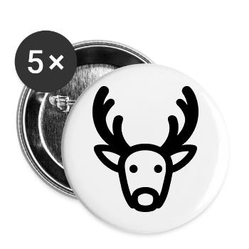 renne de noel - Lot de 5 grands badges (56 mm) - blanc - Devant