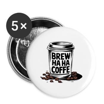 Brew Ha Ha Coffee Witch Halloween - Buttons groß 56 mm (5er Pack) - Weiß - Vorne