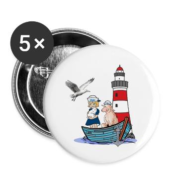 Maritime Sailor Boat Kids Child Sheep Adventure - Buttons large 2.2''/56 mm (5-pack) - white - Front