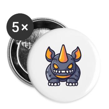 Rhinocéros Halloween Animal - Lot de 5 grands badges (56 mm) - blanc - Devant