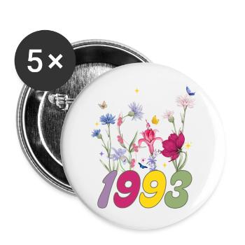 Geburtsjahr 1993 Wildblumen - Buttons groß 56 mm (5er Pack) - Weiß - Vorne