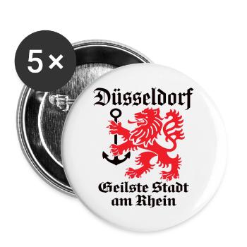 Düsseldorf Geilste Stadt am Rhein - Buttons groß 56 mm (5er Pack) - Weiß - Vorne