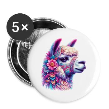 Alpaga - Lot de 5 grands badges (56 mm) - blanc - Devant