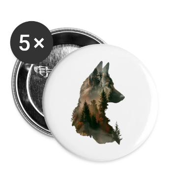 Akita - Lot de 5 grands badges (56 mm) - blanc - Devant