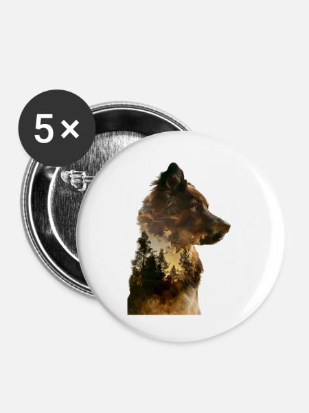 Australischer Schäferhund - Buttons groß 56 mm (5er Pack) - Weiß