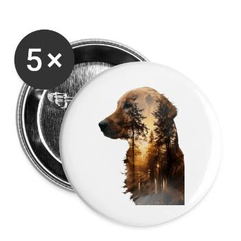 Golden Retriever - Buttons groß 56 mm (5er Pack) - Weiß - Vorne