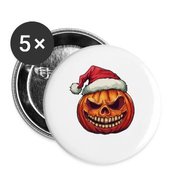 Halloween Gift Pumpkin with Santa Hat Decoration - Buttons large 2.2''/56 mm (5-pack) - white - Front