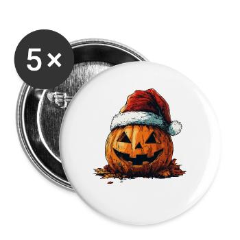 Halloween Gift Pumpkin with Santa Hat Decoration - Buttons large 2.2''/56 mm (5-pack) - white - Front