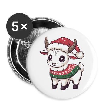 Bande dessinée de Noël Chèvre de montagne - Lot de 5 grands badges (56 mm) - blanc - Devant
