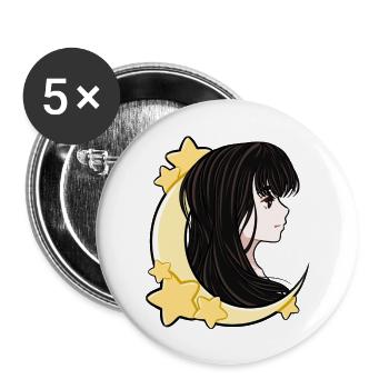 Luna Mond Stern Frau Moon Girl Manga Anime comic - Buttons groß 56 mm (5er Pack) - Weiß - Vorne