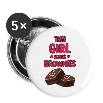 Brownies Saying Girl Funny Brownie Gift - Buttons large 2.2''/56 mm (5-pack) - white - Front
