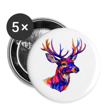 Cerf, le roi de la forêt - Lot de 5 grands badges (56 mm) - blanc - Devant
