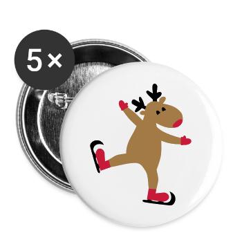 Lustiger Elch zu Weihnachten - Buttons groß 56 mm (5er Pack) - Weiß - Vorne