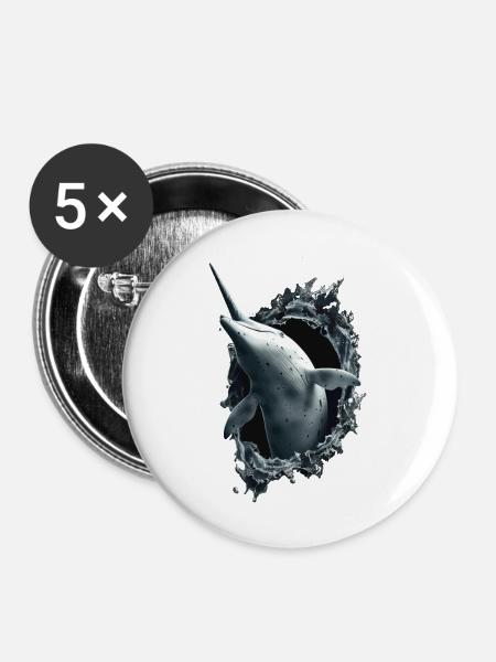 Narwal - Buttons groß 56 mm (5er Pack) - Weiß