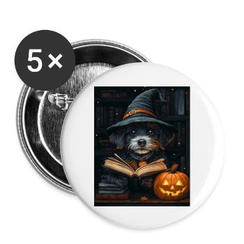 Halloween Cadeau Femmes Chien Hommes Enfants Décoration - Lot de 5 grands badges (56 mm) - blanc - Devant