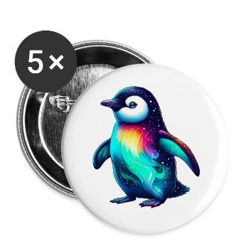 Pingouin - Lot de 5 grands badges (56 mm) - blanc - Devant