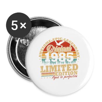 Original 1985 Jahrgang Geburtstag Geschenk Retro - Buttons groß 56 mm (5er Pack) - Weiß - Vorne