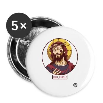 Calm Jesus says: Relax, people - Buttons large 2.2''/56 mm (5-pack) - white - Front