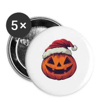 Halloween Gift Pumpkin with Santa Hat Decoration - Buttons large 2.2''/56 mm (5-pack) - white - Front