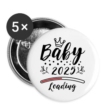 Bébé 2025 Chargement Enceinte Dicton - Lot de 5 grands badges (56 mm) - blanc - Devant
