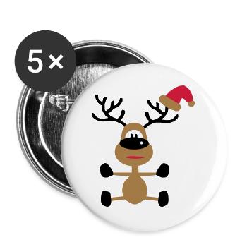 Funny gifts for Christmas - Buttons large 2.2''/56 mm (5-pack) - white - Front