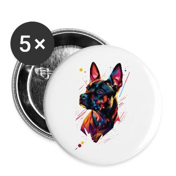 Chien - Lot de 5 grands badges (56 mm) - blanc - Devant