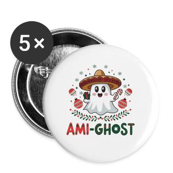 Collection Fantôme Festive Noël - Lot de 5 grands badges (56 mm) - blanc - Devant