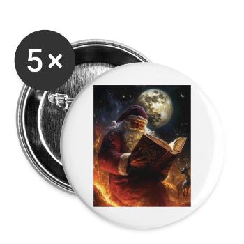 Weihnachtsmann Frauen Männer Kinder Weihnachten - Buttons groß 56 mm (5er Pack) - Weiß - Vorne