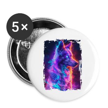 Chien - Lot de 5 grands badges (56 mm) - blanc - Devant