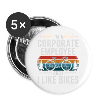 Firmenmitarbeiter, der Fahrräder mag - Buttons groß 56 mm (5er Pack) - Weiß - Vorne