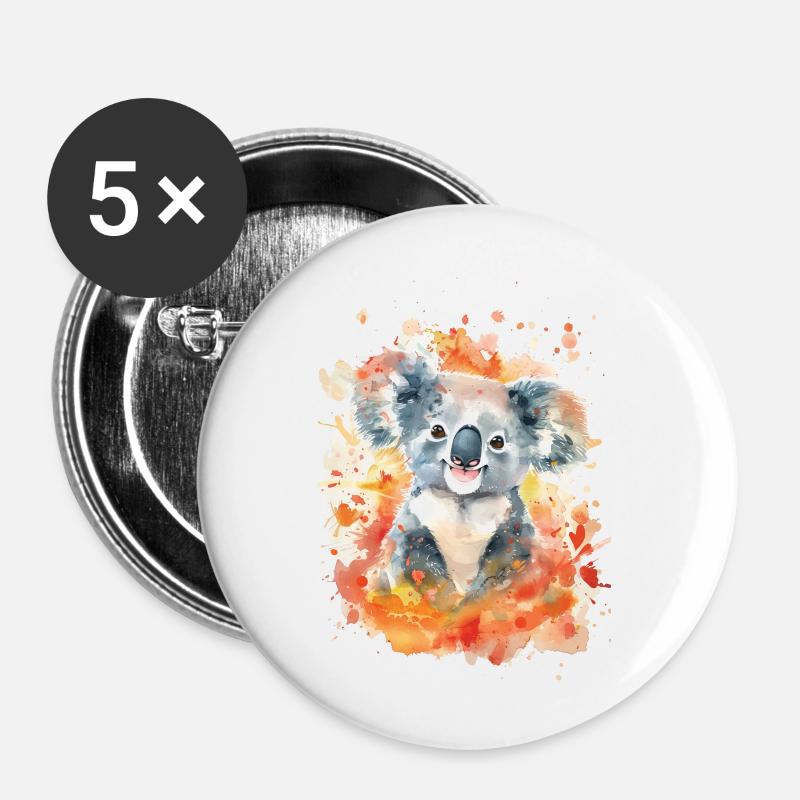 Koala - Buttons groß 56 mm (5er Pack) - Weiß