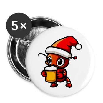 Fourmi Bière Noël Noël - Lot de 5 grands badges (56 mm) - blanc - Devant