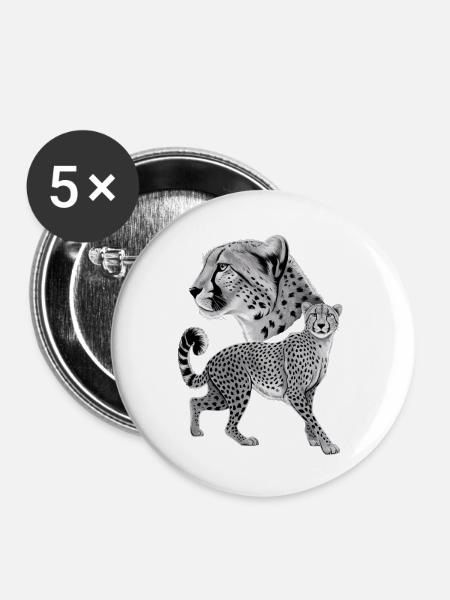 Gepard - Buttons groß 56 mm (5er Pack) - Weiß