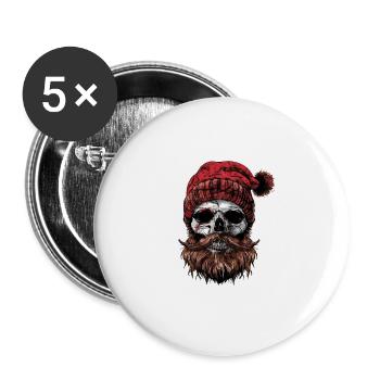 Lumberjack Skull - Buttons large 2.2''/56 mm (5-pack) - white - Front