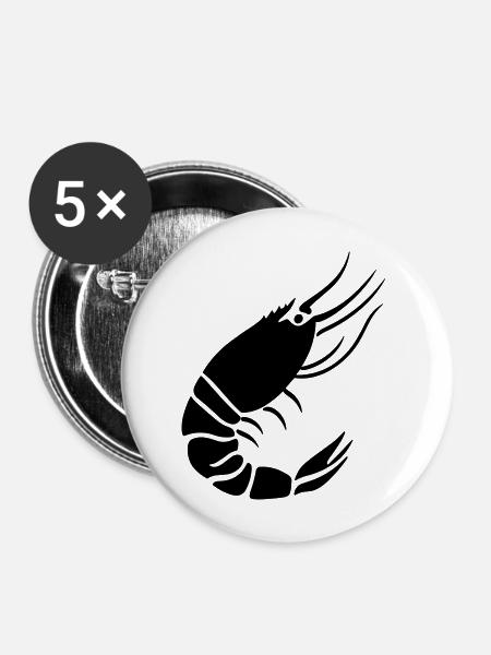Garnele - Buttons groß 56 mm (5er Pack) - Weiß