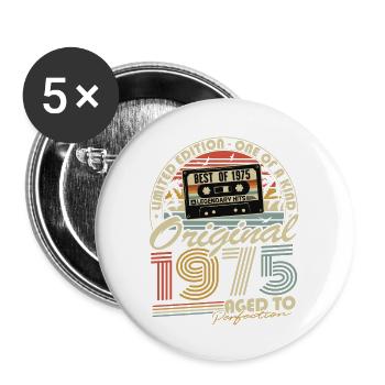 Original 1975 Vintage Cadeau d’anniversaire Rétro - Lot de 5 grands badges (56 mm) - blanc - Devant