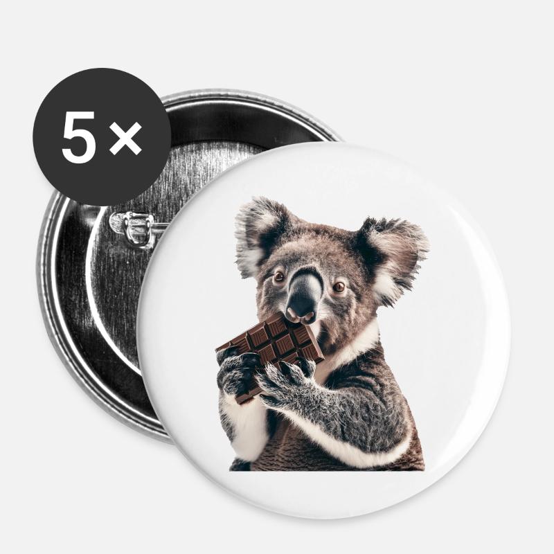 Koala - Buttons groß 56 mm (5er Pack) - Weiß