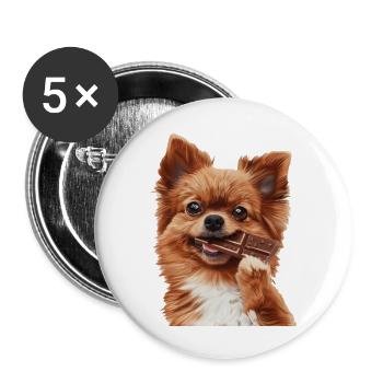 Chien - Lot de 5 grands badges (56 mm) - blanc - Devant